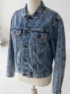CROCKER| Vintage 80s Style Blue Acid Wash Denim Jean Jacket Sz M